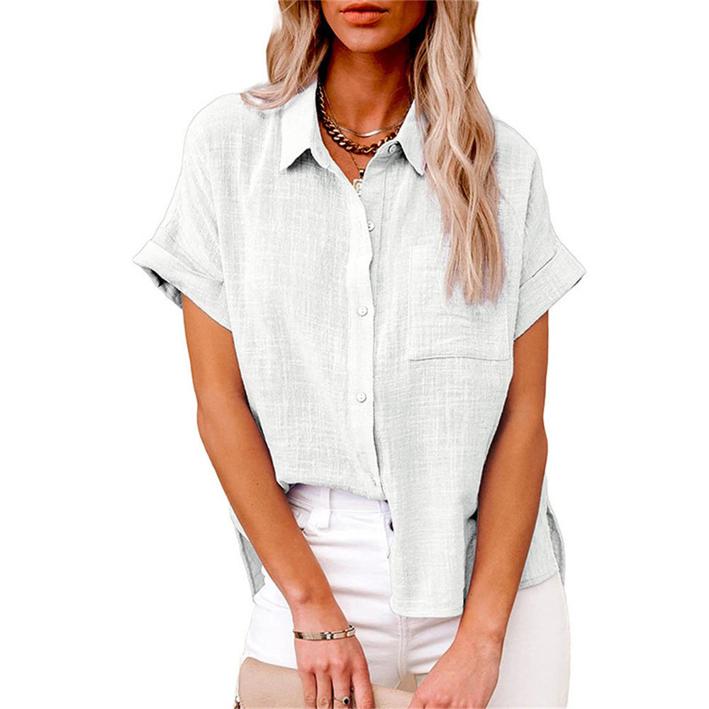 Women’s Breathable Cotton Linen Button-Up Blouse