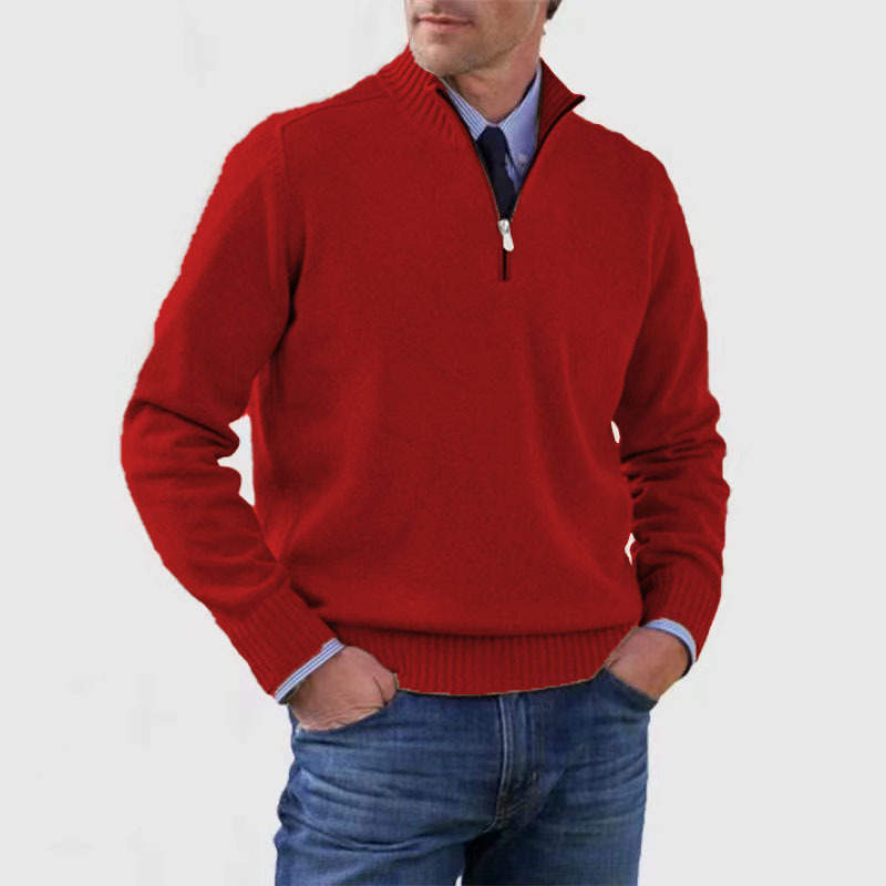 Men's sweater with half zipper