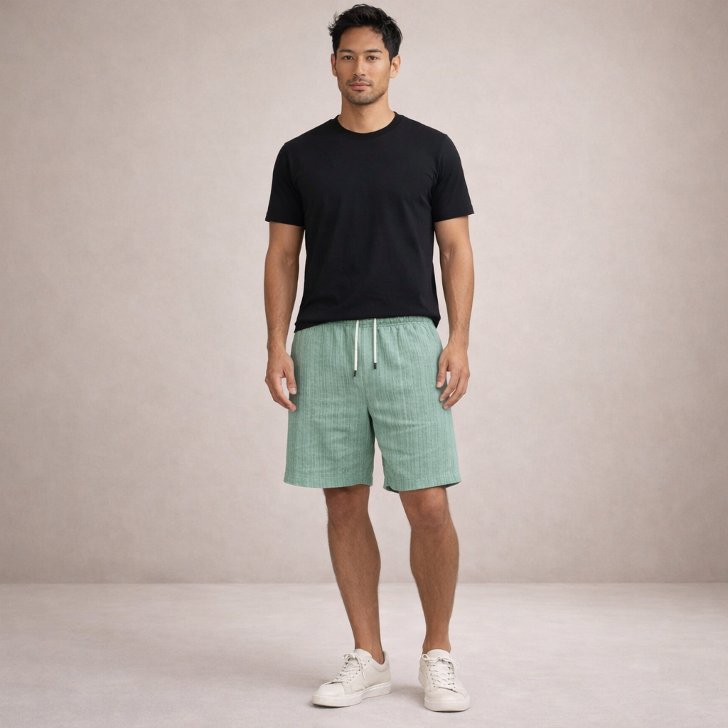 Pantalones cortos de lino para hombre | Pantalones cortos informales de verano, de corte regular y transpirables | Pantalones cortos ligeros de corte holgado para la playa y actividades al aire libre