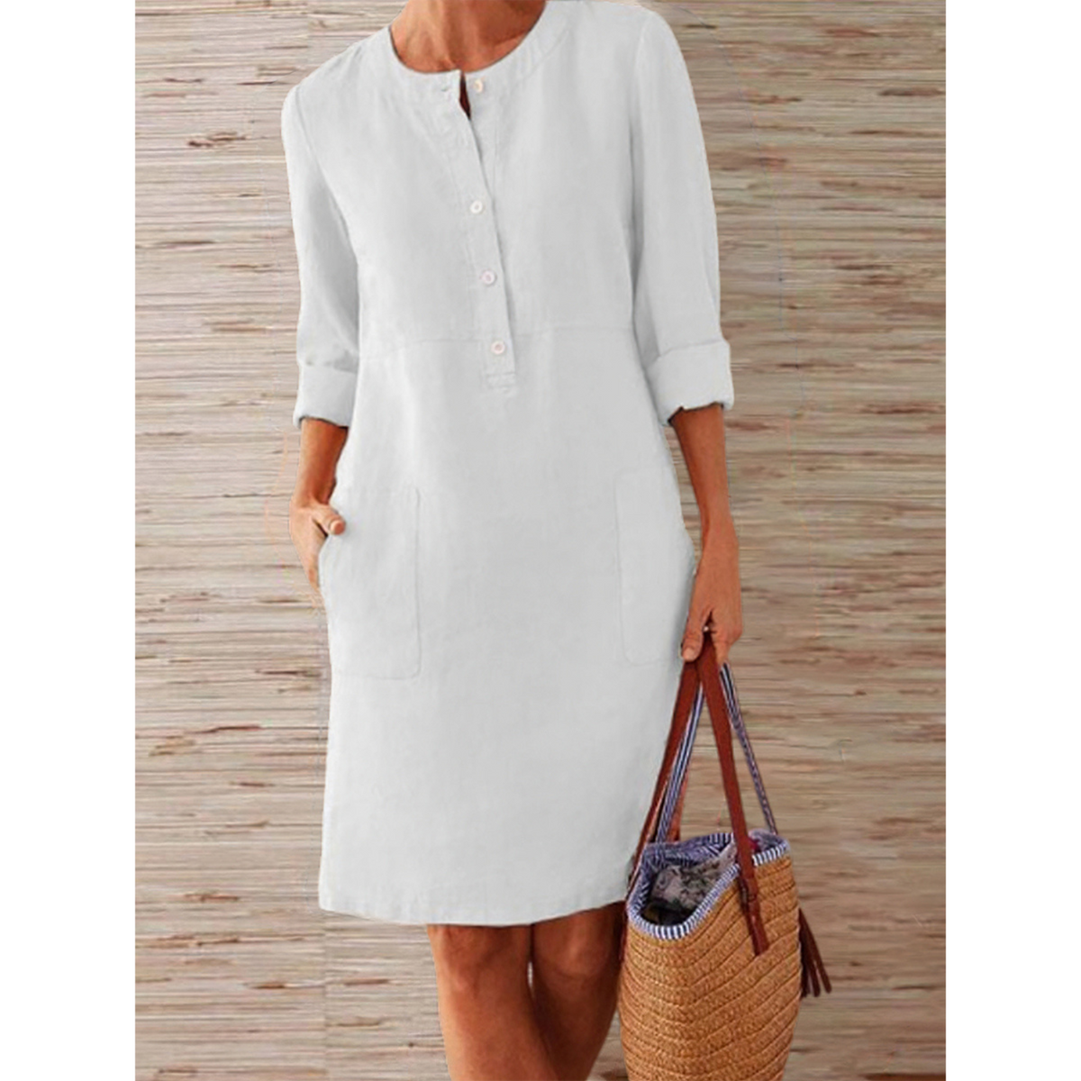 Knee-length linen dress | Simplicity and elegance | Comfortable style