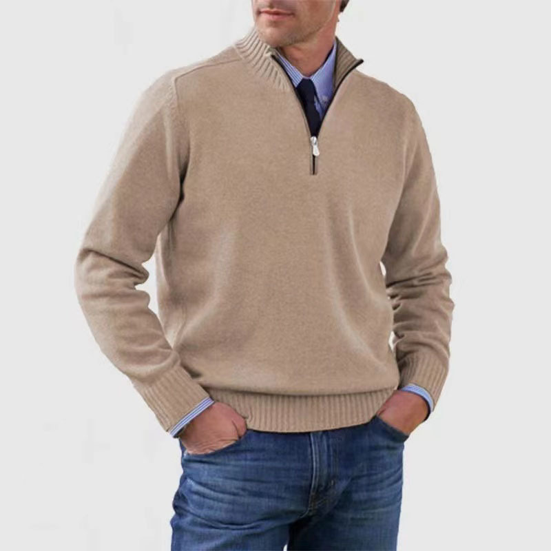 Men's sweater with half zipper