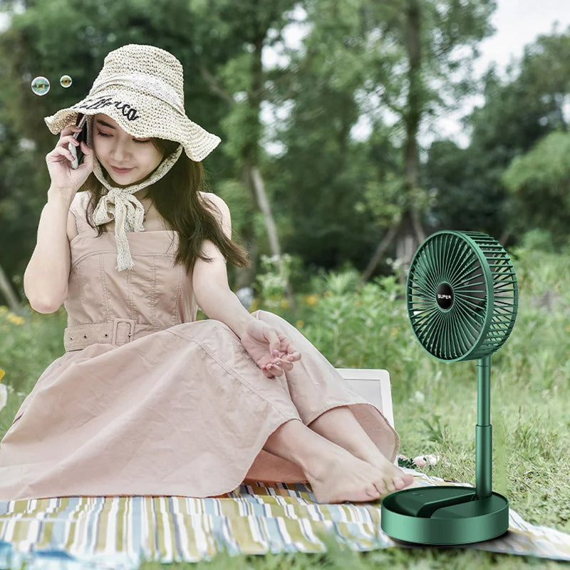 Skládací stolní ventilátor s USB | Přenosný dobíjecí stolní ventilátor s 5 rychlostmi a tichým prouděním vzduchu | Teleskopický osobní ventilátor