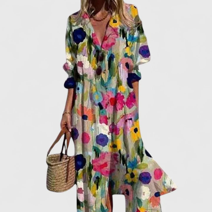 Women's Boho Midi Summer Dress | Relaxed Fit Flowing Silhouette for Casual Wear and Travel | Comfortable Everyday Style