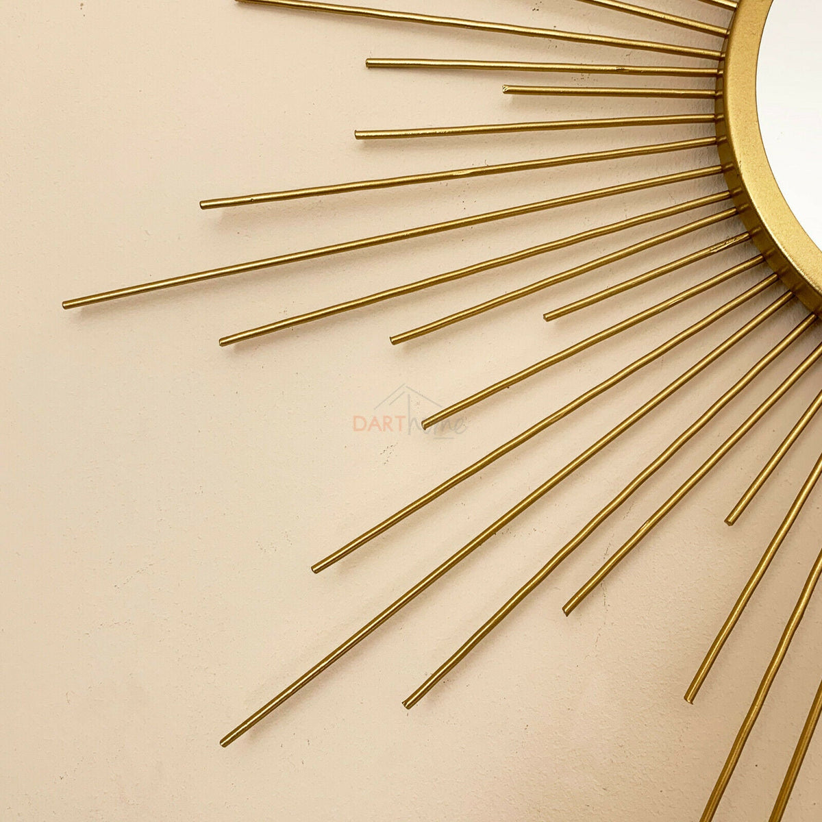 Oglindă de perete rotundă cu efect „Sunburst” | Oglindă decorativă din sârmă metalică pentru sufragerie și șemineu | Obiect decorativ de perete pentru casă