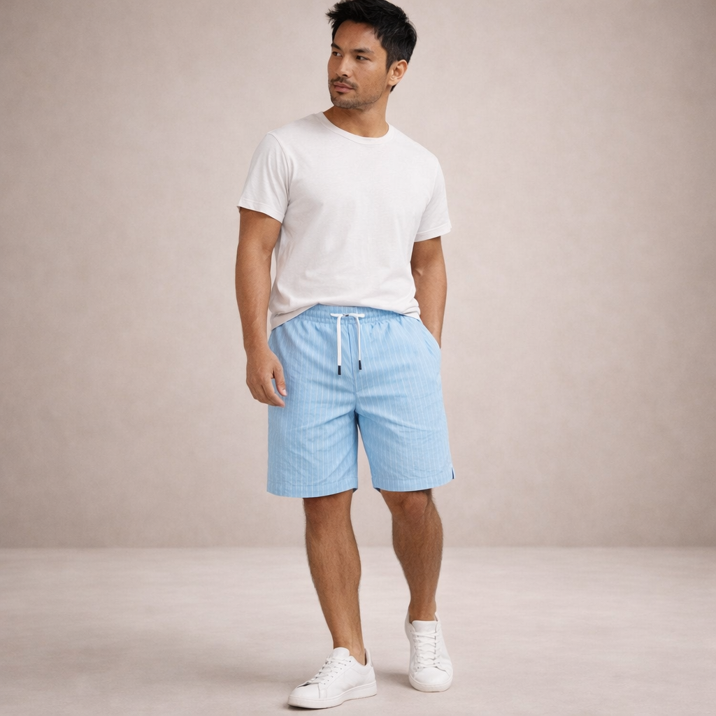 Pantalones cortos de lino para hombre | Pantalones cortos informales de verano, de corte regular y transpirables | Pantalones cortos ligeros de corte holgado para la playa y actividades al aire libre