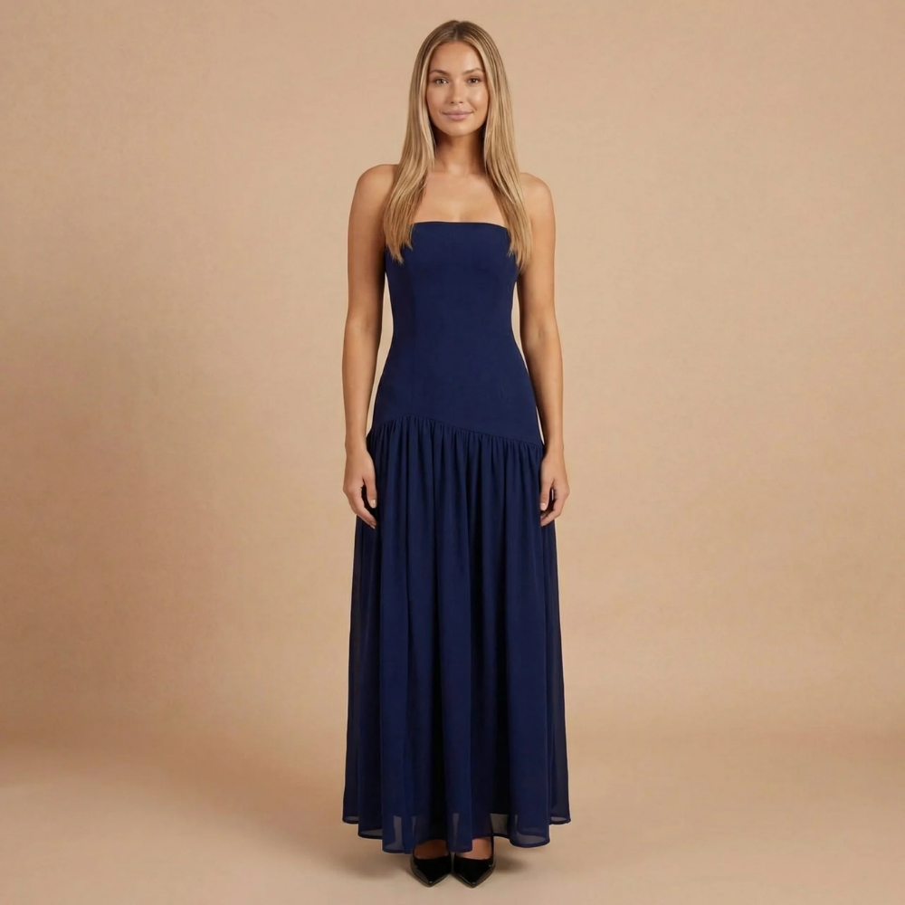 Women's Wedding Guest Strapless Maxi Dress With Split - product image 6
