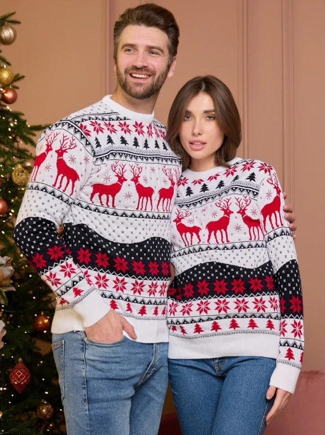 Vianočné svetry pre páry a rodiny – pulóver v severskom štýle