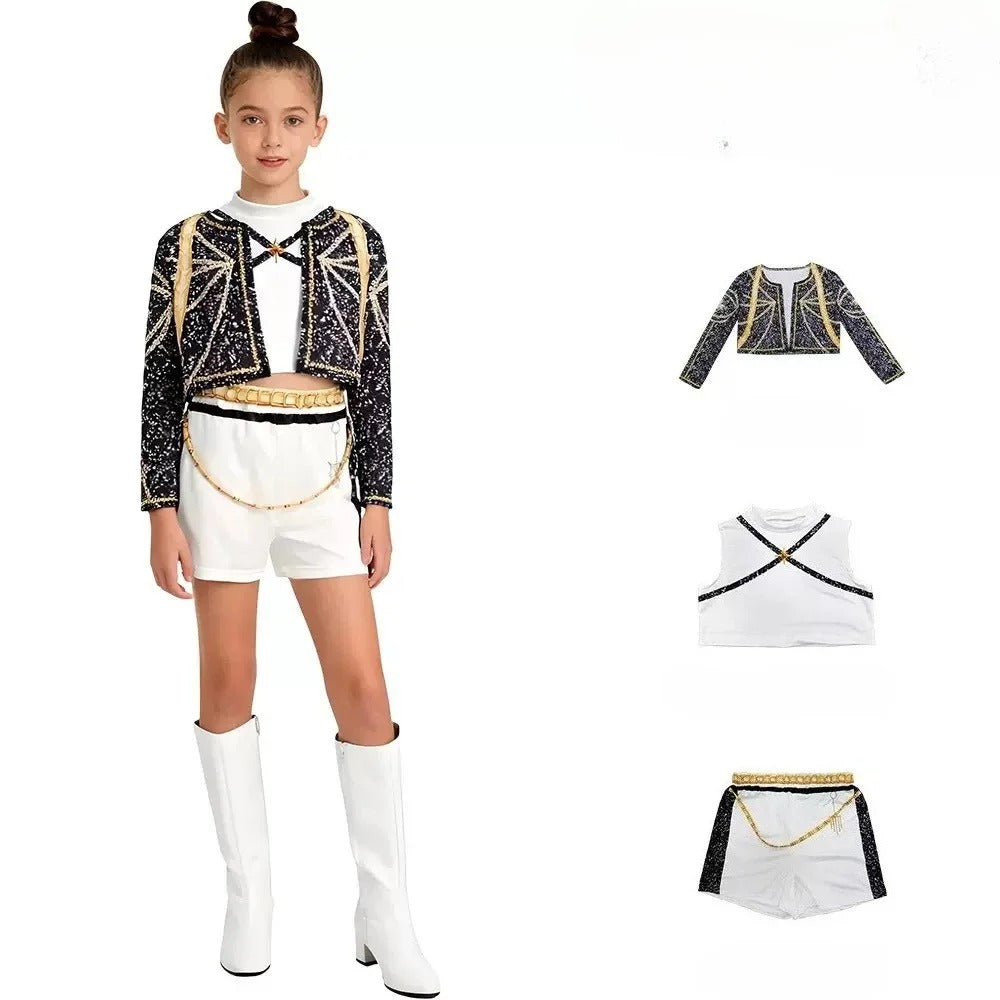 Conjunto de disfraz de cosplay de Zoey para niñas – Disfraz de Halloween de la serie «Demon Hunters» de K-Pop para juegos de rol