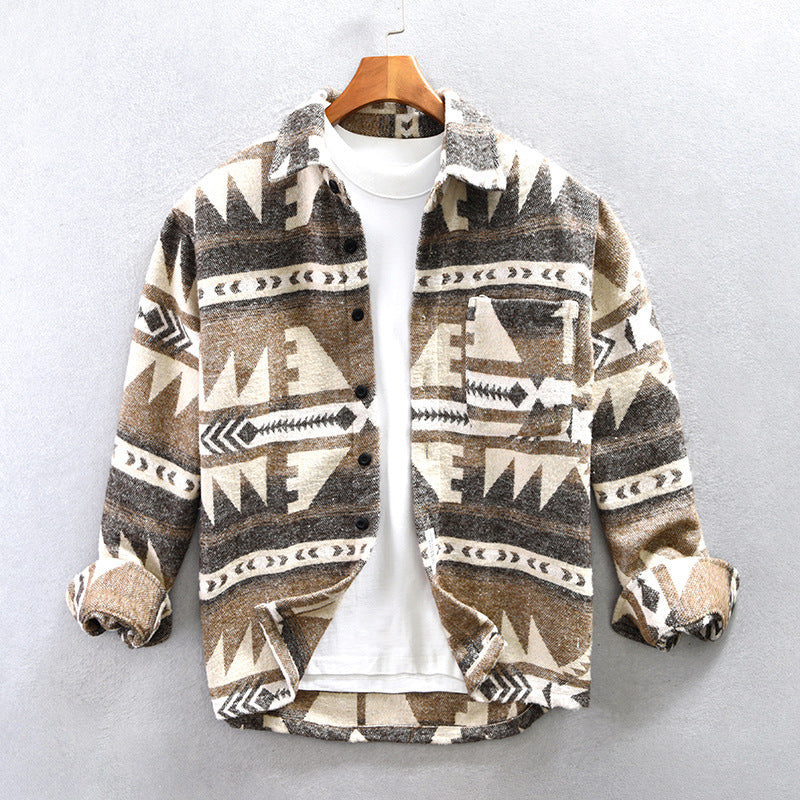 Long Sleeve Patterned Shirt for Men - Image 1