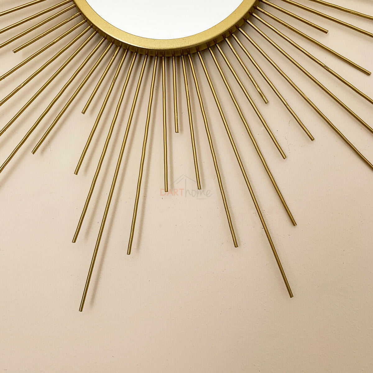 Oglindă de perete rotundă cu efect „Sunburst” | Oglindă decorativă din sârmă metalică pentru sufragerie și șemineu | Obiect decorativ de perete pentru casă