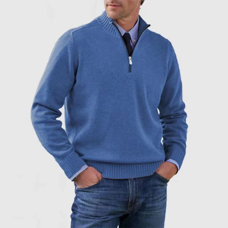 Men's sweater with half zipper