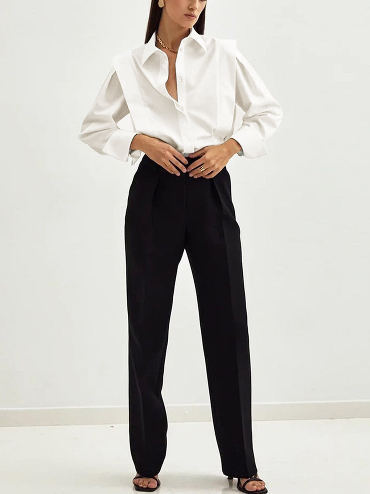 Women’s Classic Collared Blouse – Straight Fit Shirt for Work & Everyday Wear