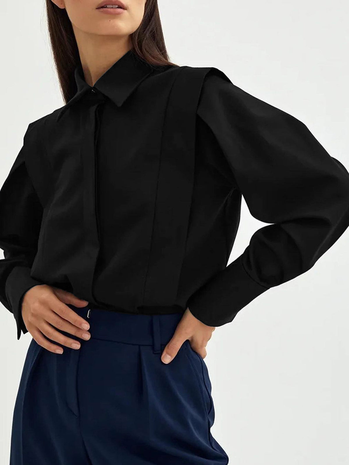 Women’s Classic Collared Blouse – Straight Fit Shirt for Work & Everyday Wear