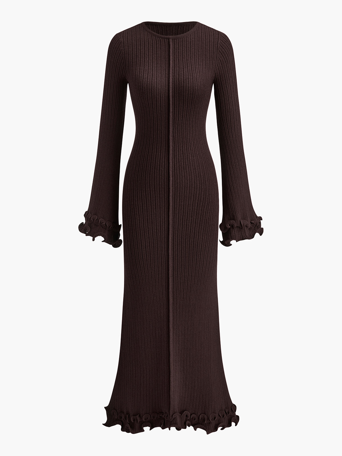 Vestido largo de punto con cordón – Vestido de mujer ajustado y muy elástico