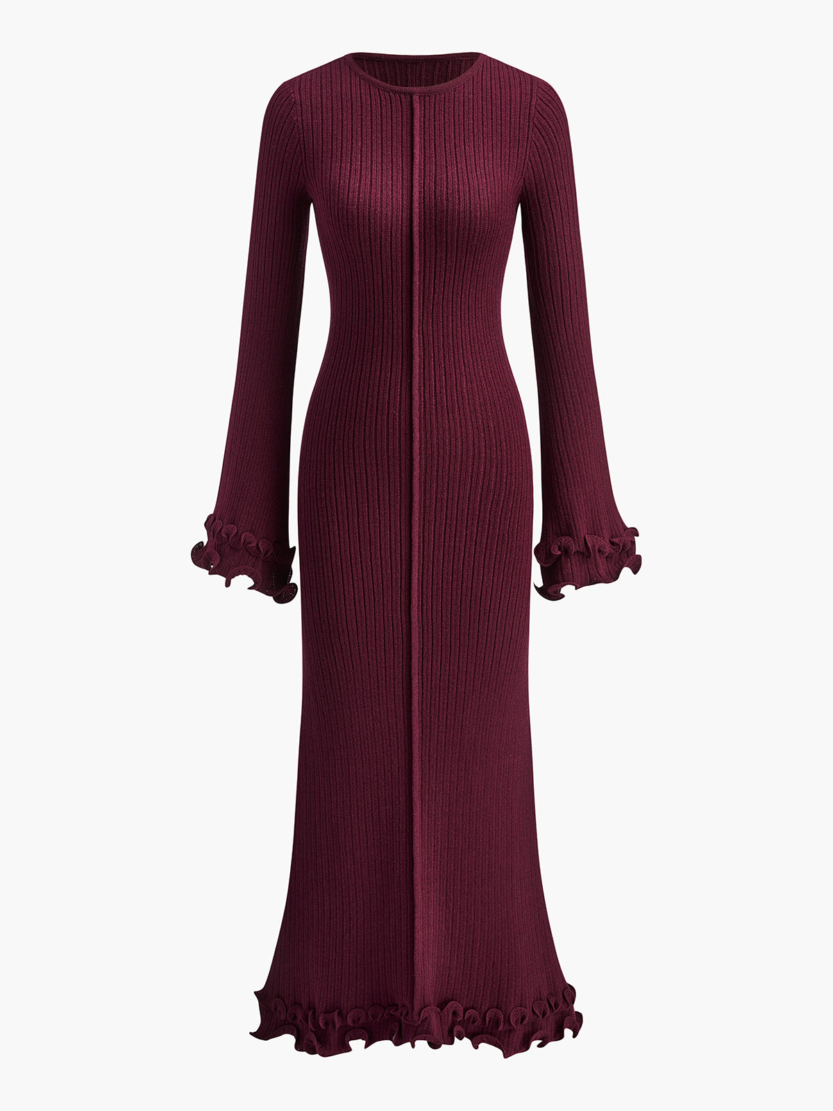 Vestido largo de punto con cordón – Vestido de mujer ajustado y muy elástico