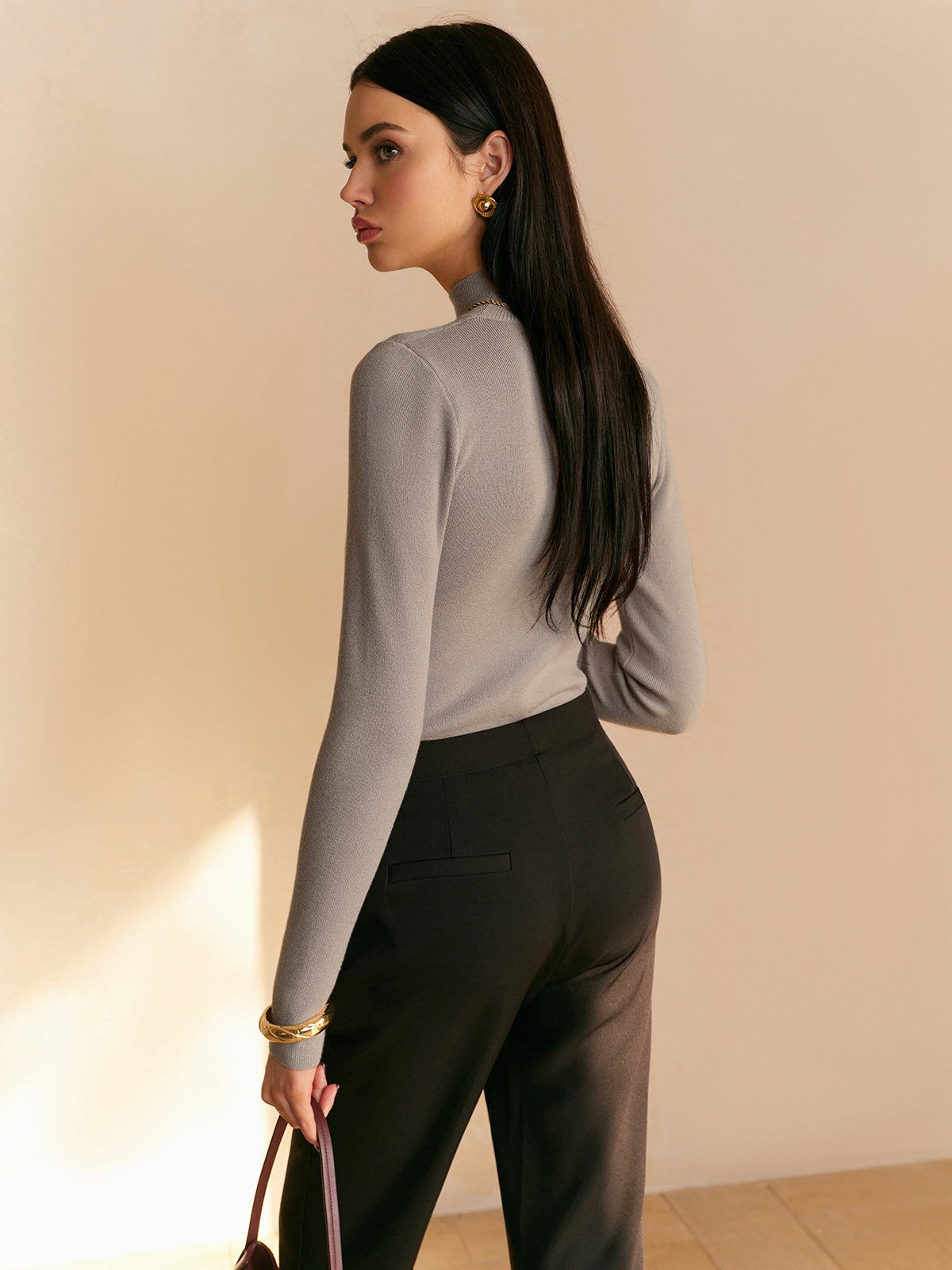 Jersey de punto de corte entallado – Jersey informal de mujer con elasticidad media