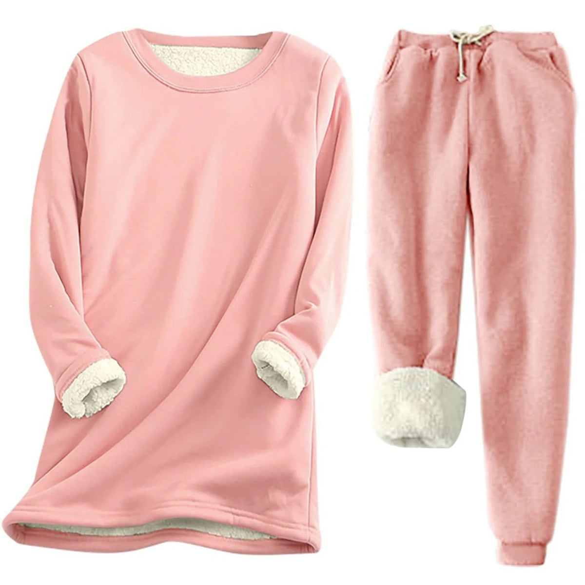 Ensemble thermique deux pièces pour femme | Ensemble d'intérieur chaud composé d'un haut à manches longues et d'un pantalon assorti | Tenue thermique d'hiver confortable