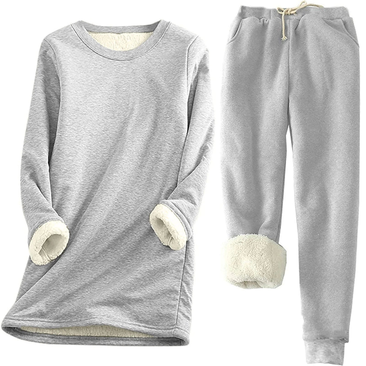 Ensemble thermique deux pièces pour femme | Ensemble d'intérieur chaud composé d'un haut à manches longues et d'un pantalon assorti | Tenue thermique d'hiver confortable