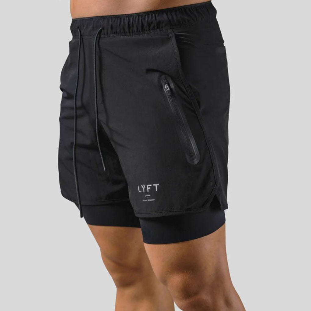Men's 2-in-1 Sports Training Shorts with Built-in Compression Liner Lightweight Quick-Dry Athletic Gym Shorts with Phone Pockets