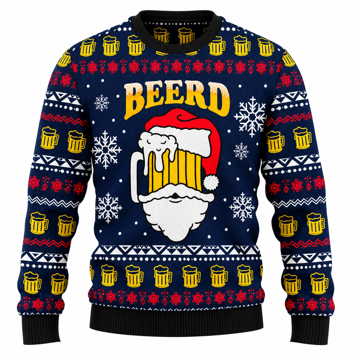 Maglione natalizio da uomo “Jingle Beers” – Divertente pullover unisex con stampa 3D a tema festivo