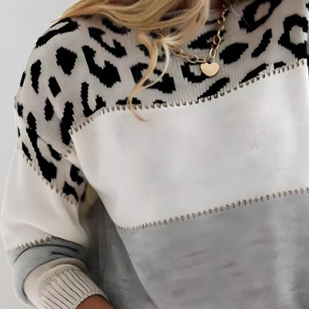 Color Block Crew Neck Sweater for Women - Image 2