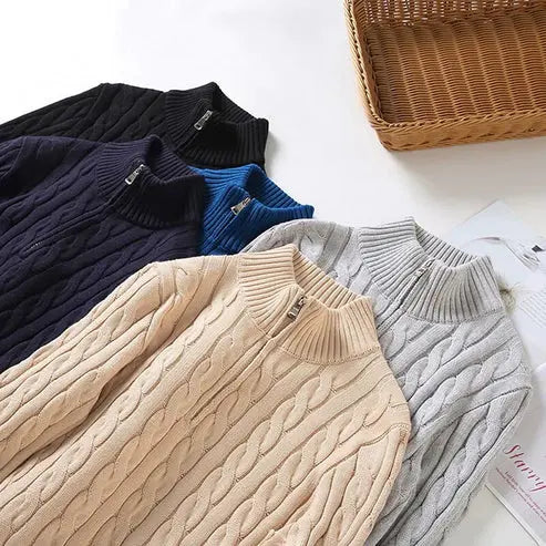 Pull en maille demi-zip pour homme - La maille câblée intemporelle rencontre la sophistication moderne
