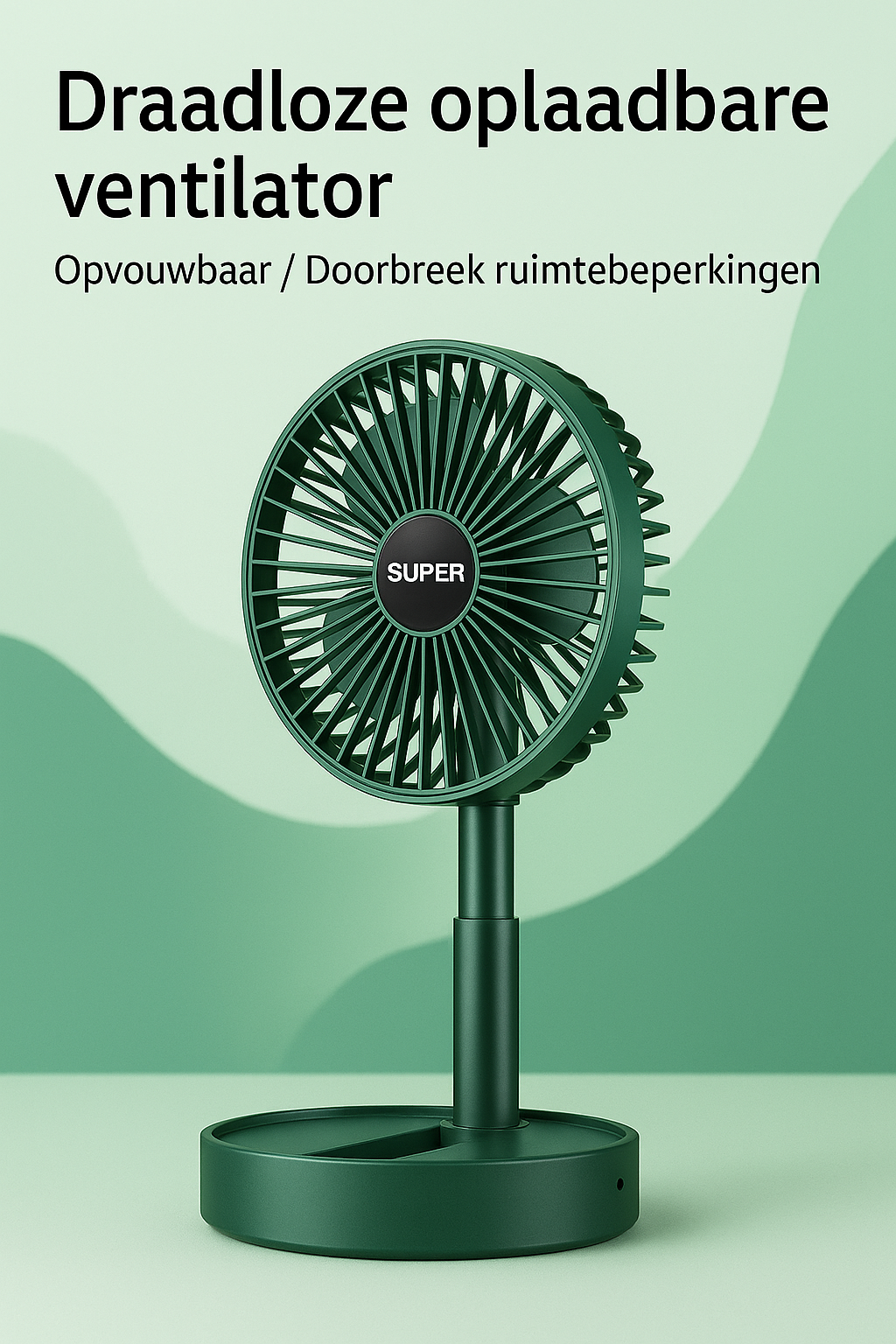 Skládací stolní ventilátor s USB | Přenosný dobíjecí stolní ventilátor s 5 rychlostmi a tichým prouděním vzduchu | Teleskopický osobní ventilátor