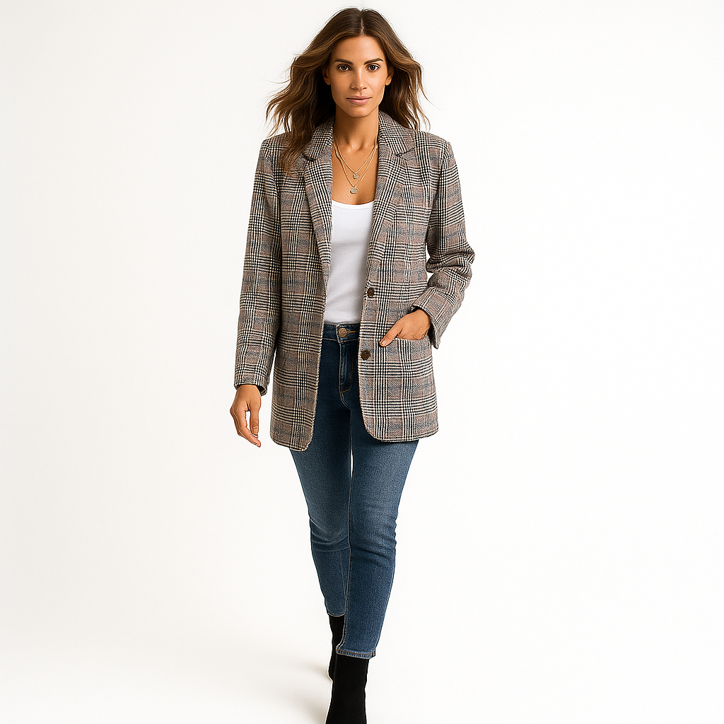 Plaid Blazer Coat for Women - Image 1