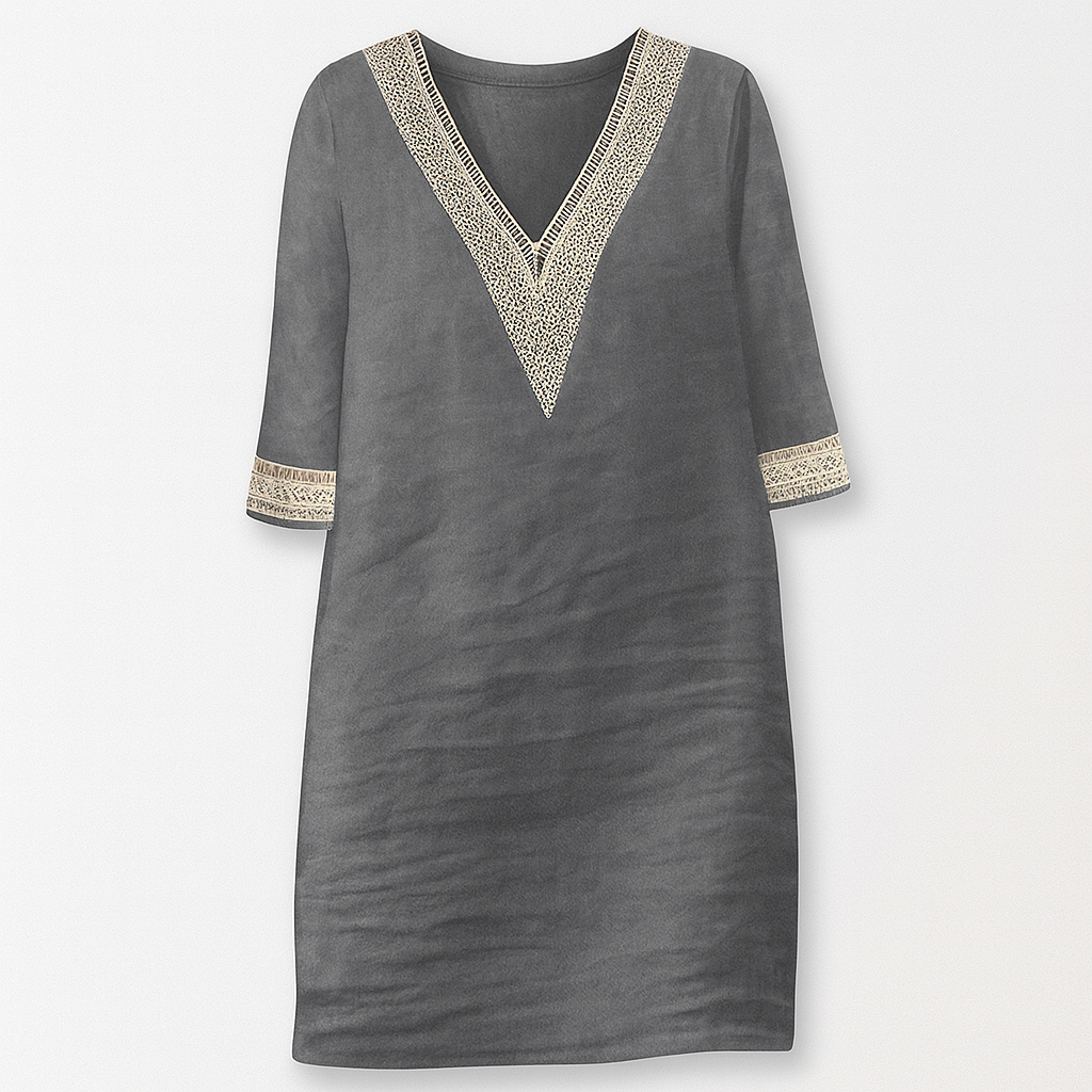 Linen-blend dress gray