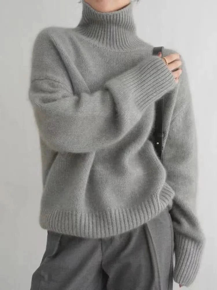 Pull à col roulé en pur cachemire pour femme | Pull en maille légère à col roulé | Haut d'hiver thermique et doux, idéal pour tous les jours