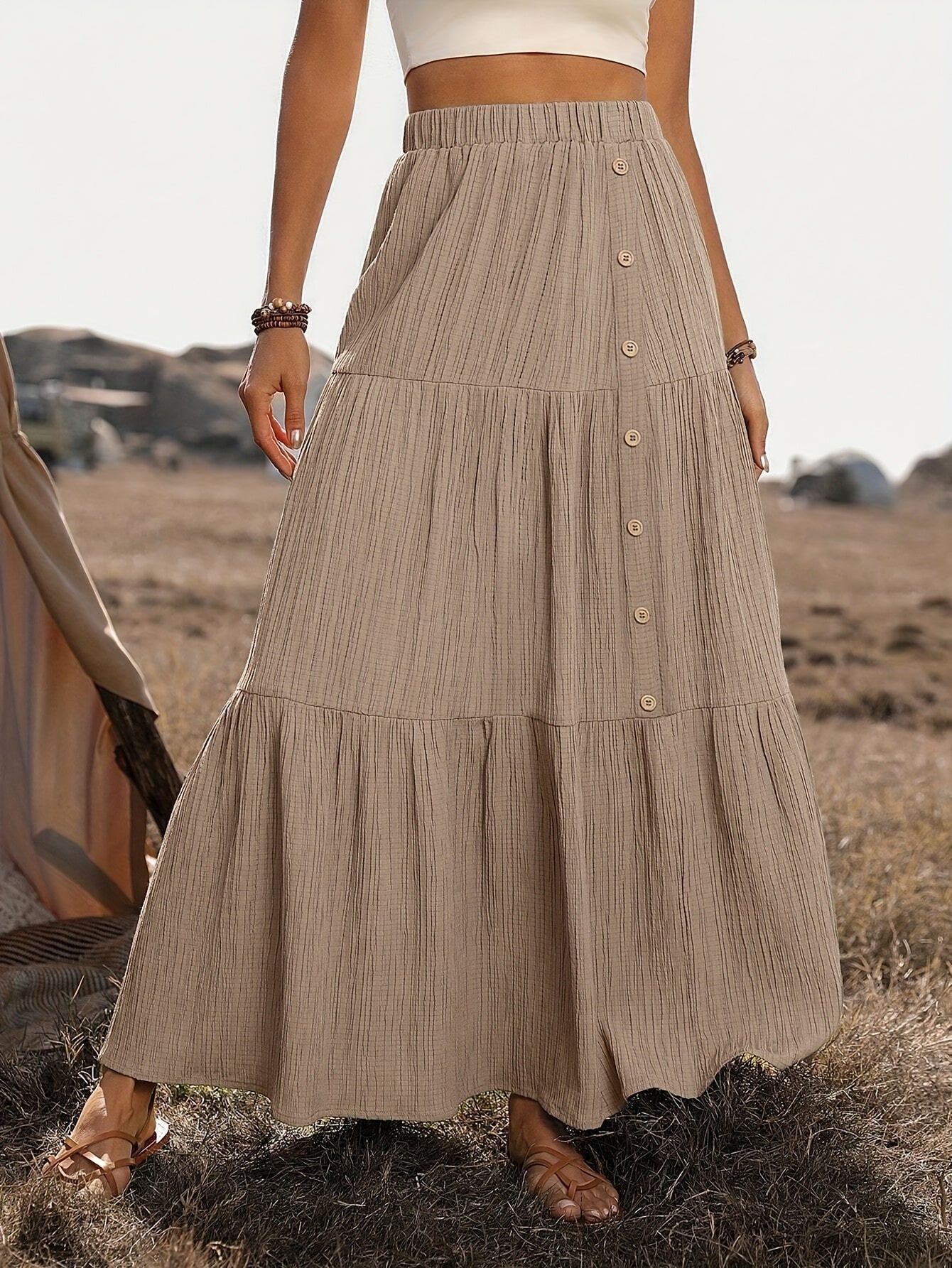 Dames Bohemian Maxi Rok Met Volant Details