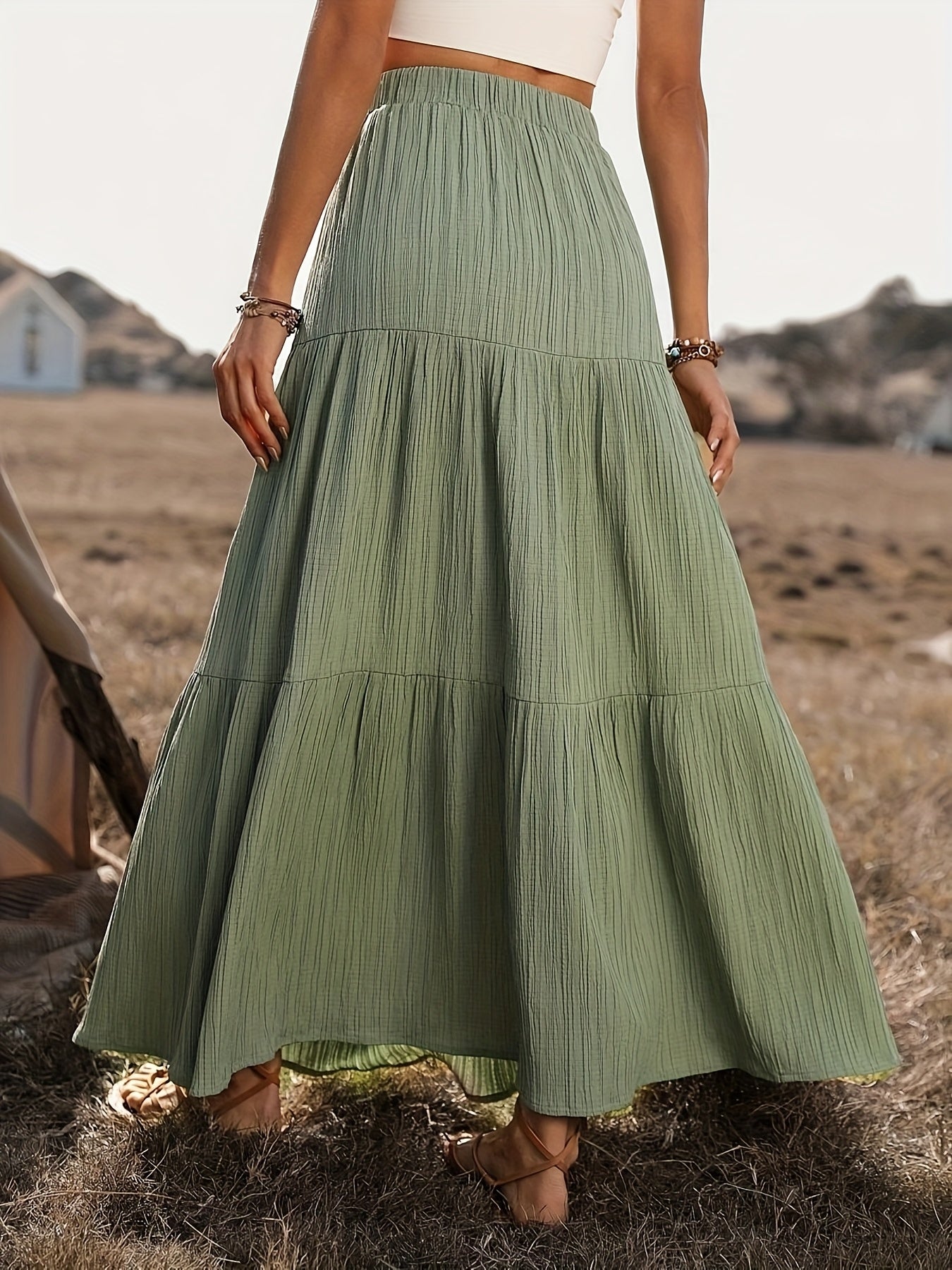 Dames Bohemian Maxi Rok Met Volant Details