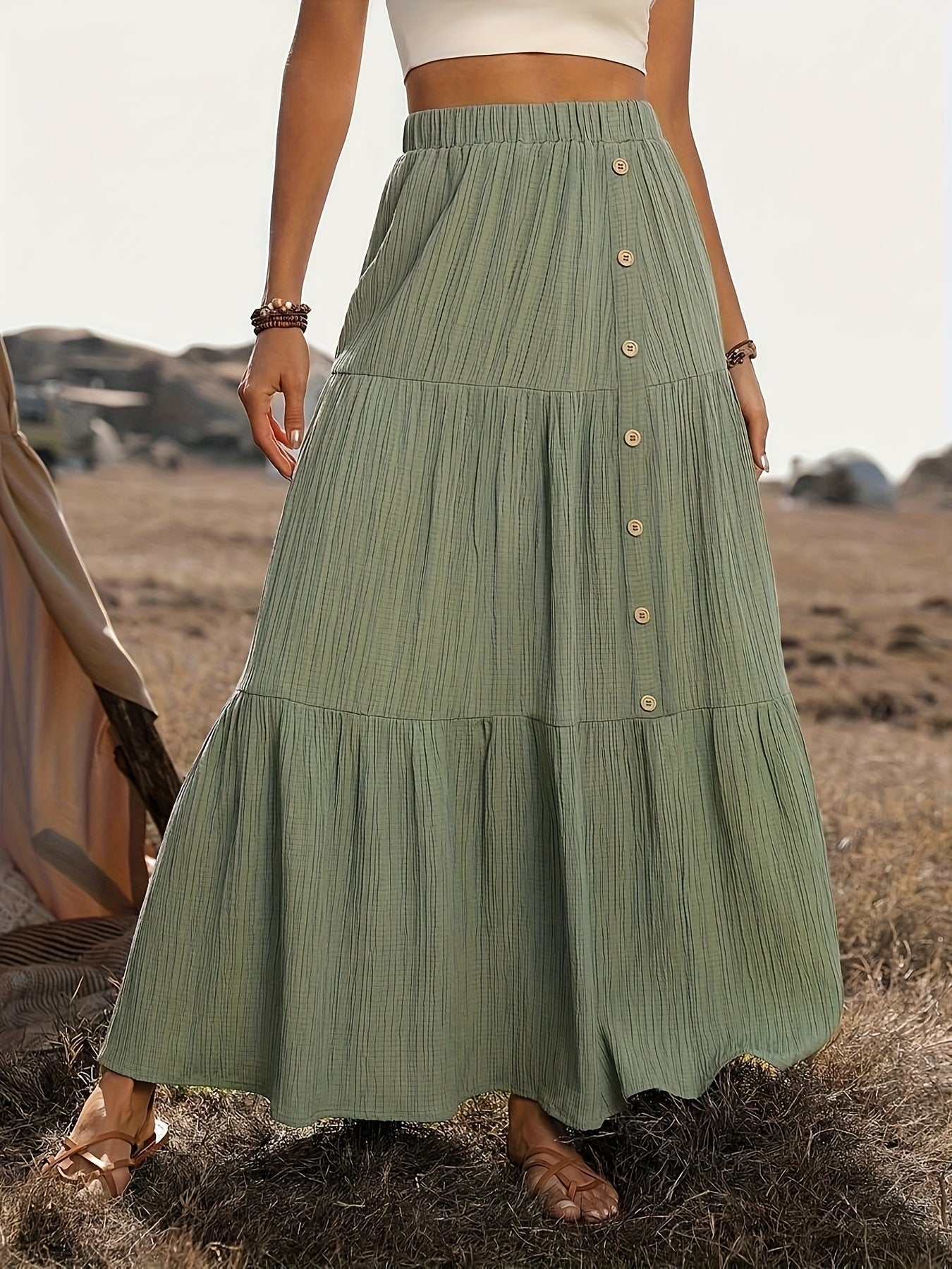 Dames Bohemian Maxi Rok Met Volant Details
