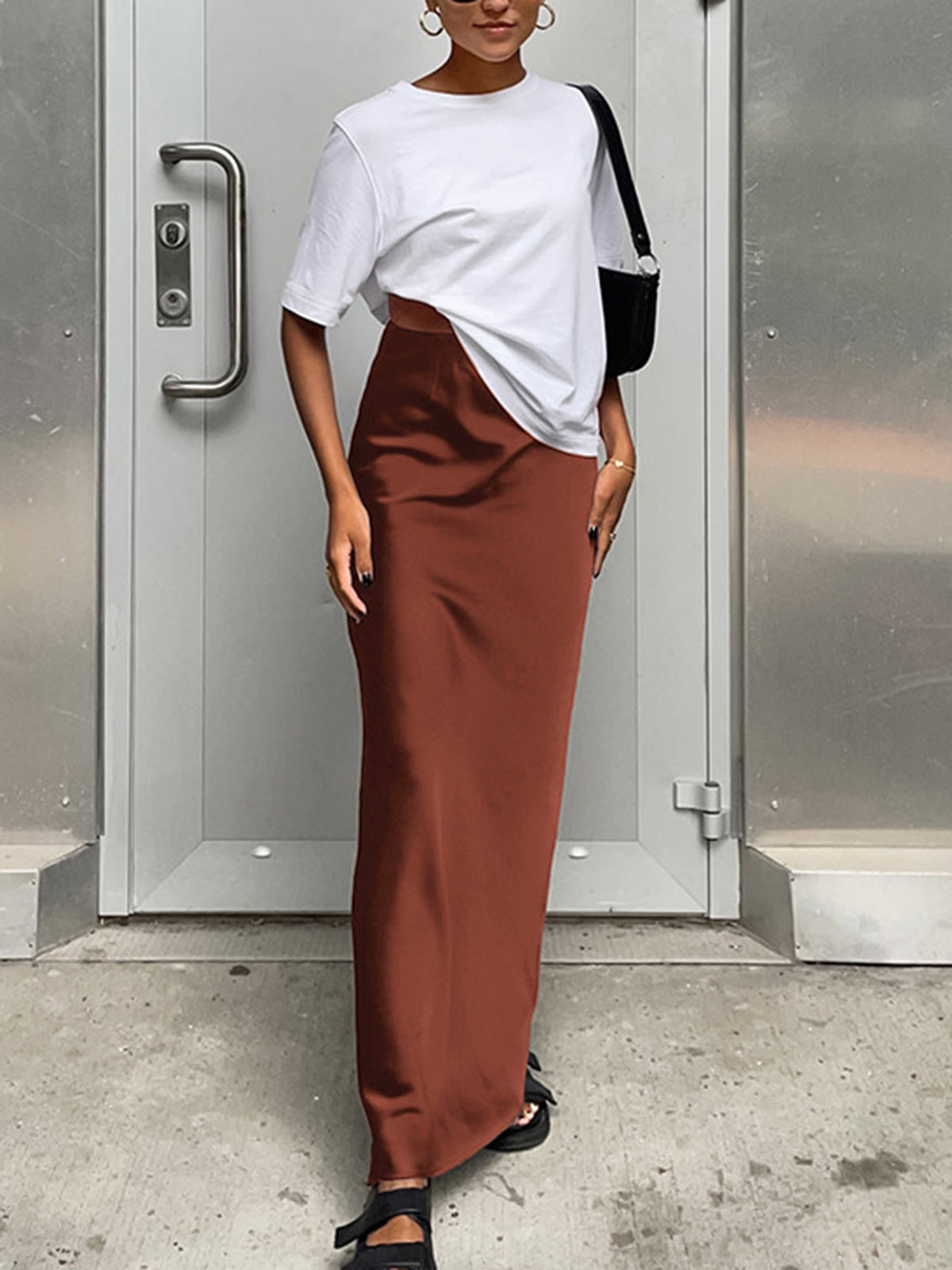 Dames Elegante Satijnen Lange Rok
