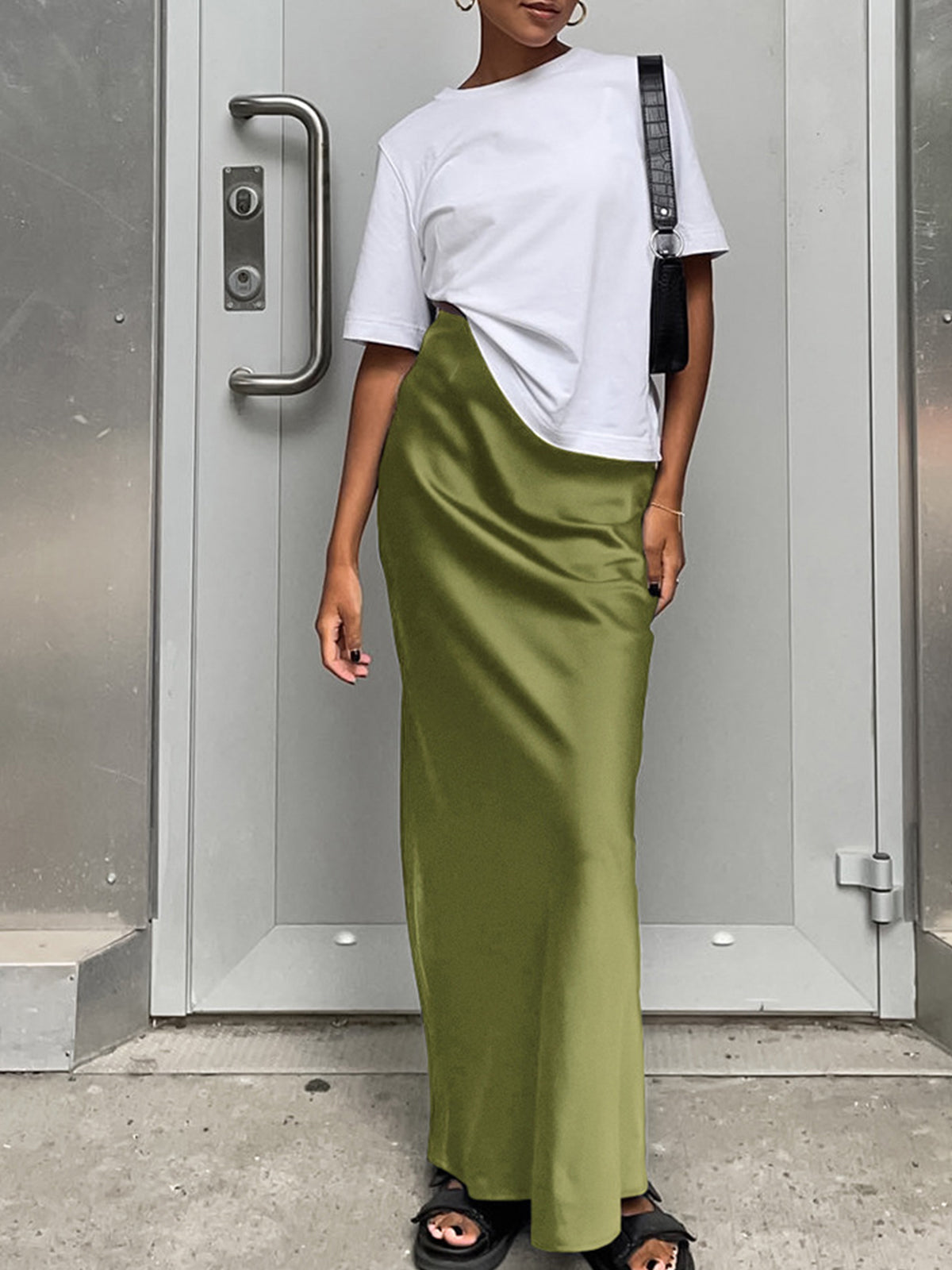 Dames Elegante Satijnen Lange Rok
