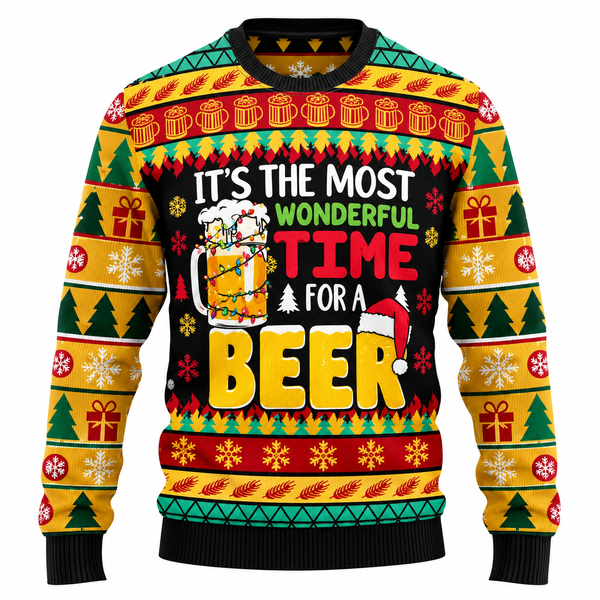 Maglione natalizio da uomo “Jingle Beers” – Divertente pullover unisex con stampa 3D a tema festivo