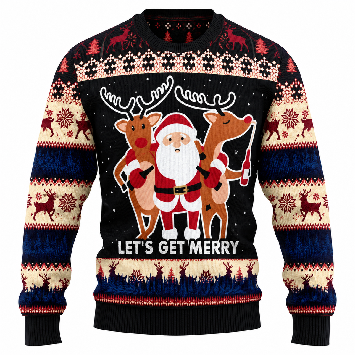 Maglione natalizio da uomo “Jingle Beers” – Divertente pullover unisex con stampa 3D a tema festivo