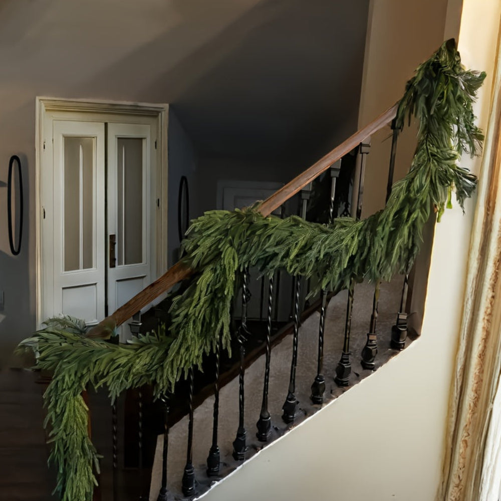 Guirnaldas de pinos artificiales Decoración de mesa navideña verde