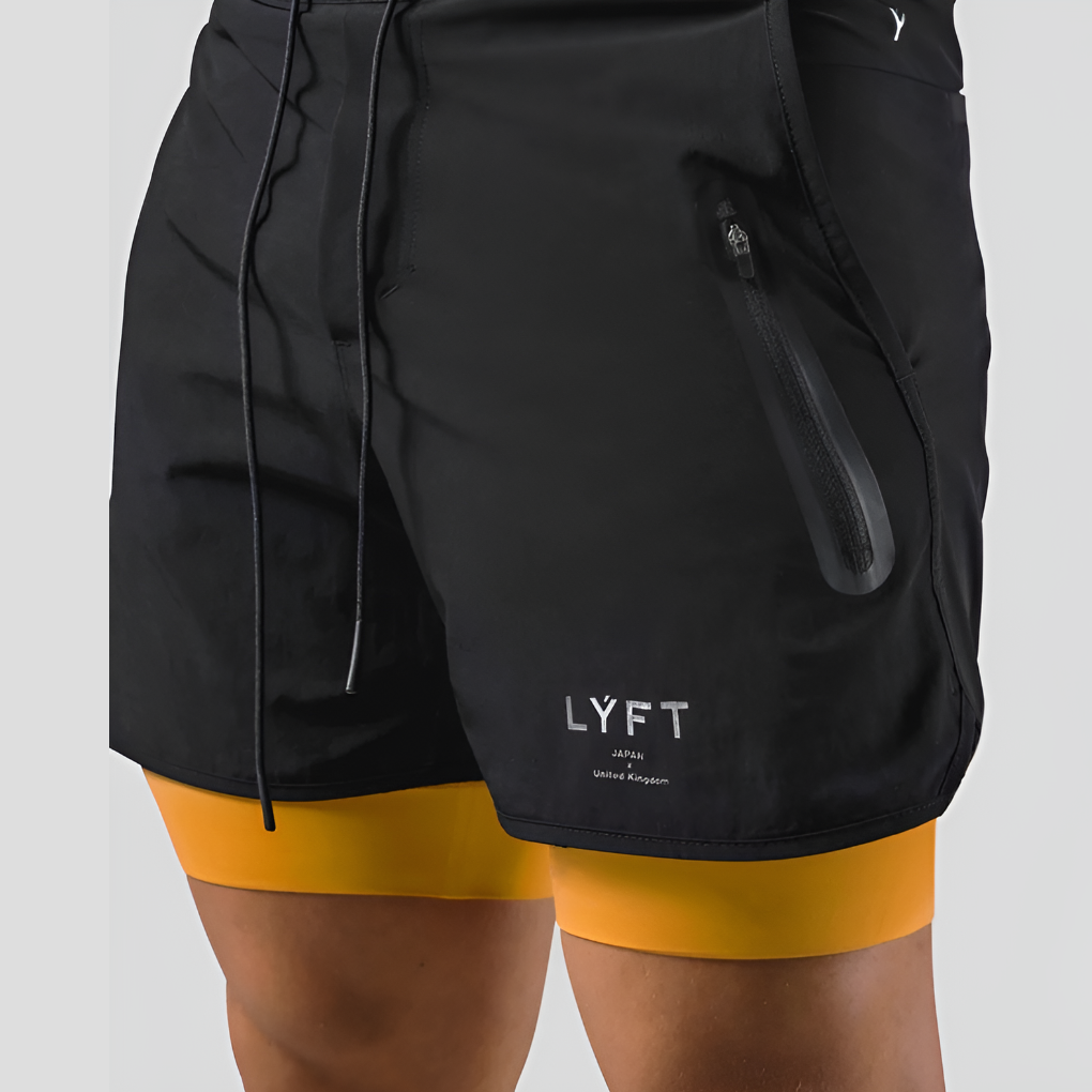 Men's 2-in-1 Sports Training Shorts with Built-in Compression Liner Lightweight Quick-Dry Athletic Gym Shorts with Phone Pockets