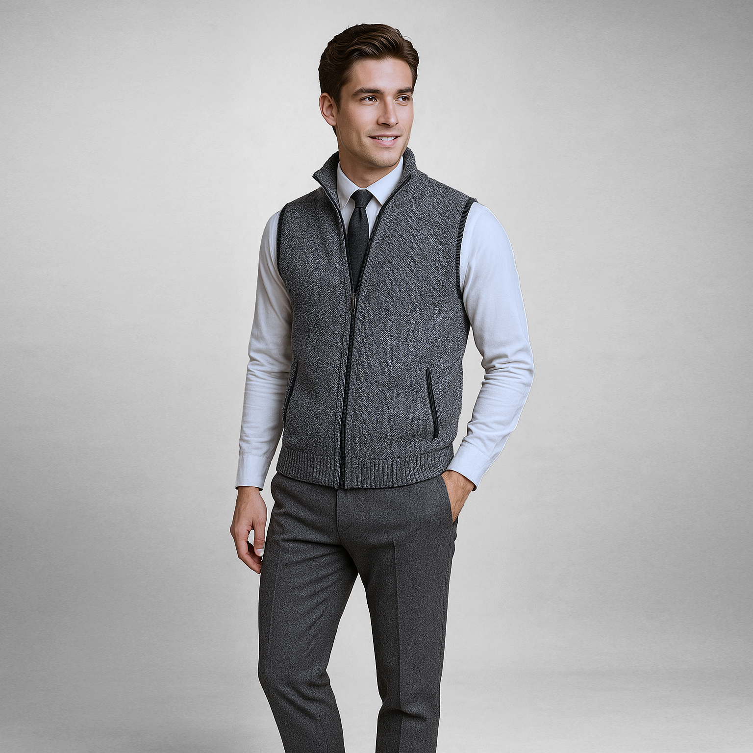 Jersey con cremallera y cuello alto para hombre