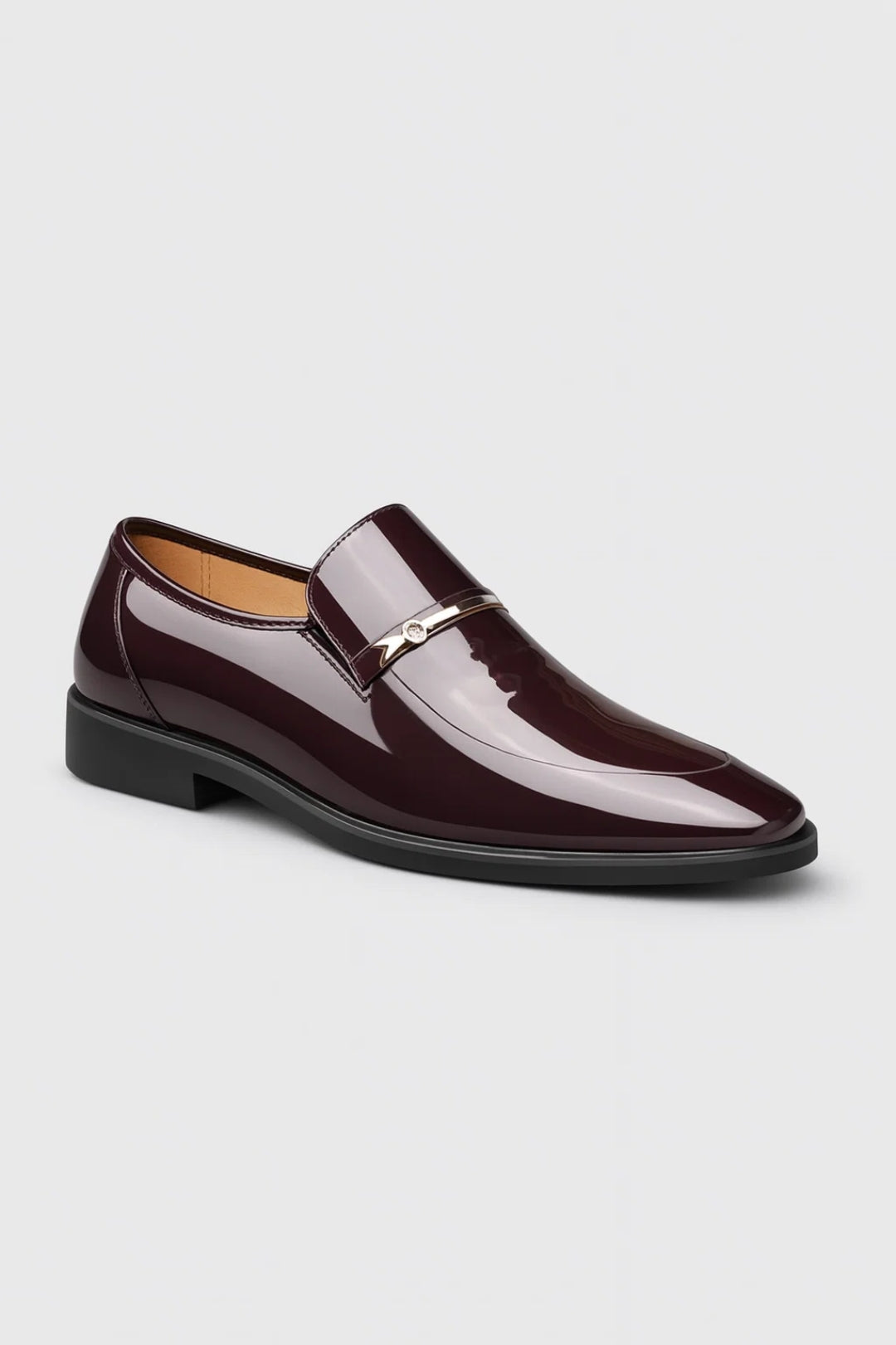 Mocassins en cuir verni pour homme - Chaussures habillées sans lacets pour les événements professionnels et les mariages - Chaussures de soirée confortables et brillantes