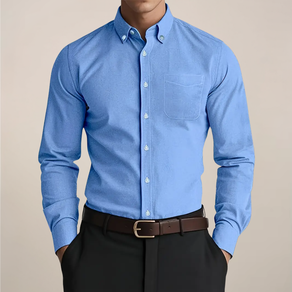Men's Slim Fit Button Down Shirt | Long Sleeve Smart Casual Work Shirt with Chest Pocket | Versatile Everyday Dress Shirt