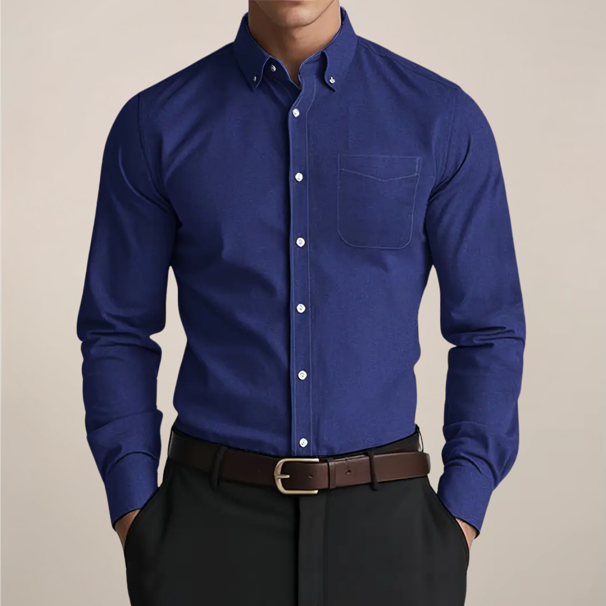 Men's Slim Fit Button Down Shirt | Long Sleeve Smart Casual Work Shirt with Chest Pocket | Versatile Everyday Dress Shirt