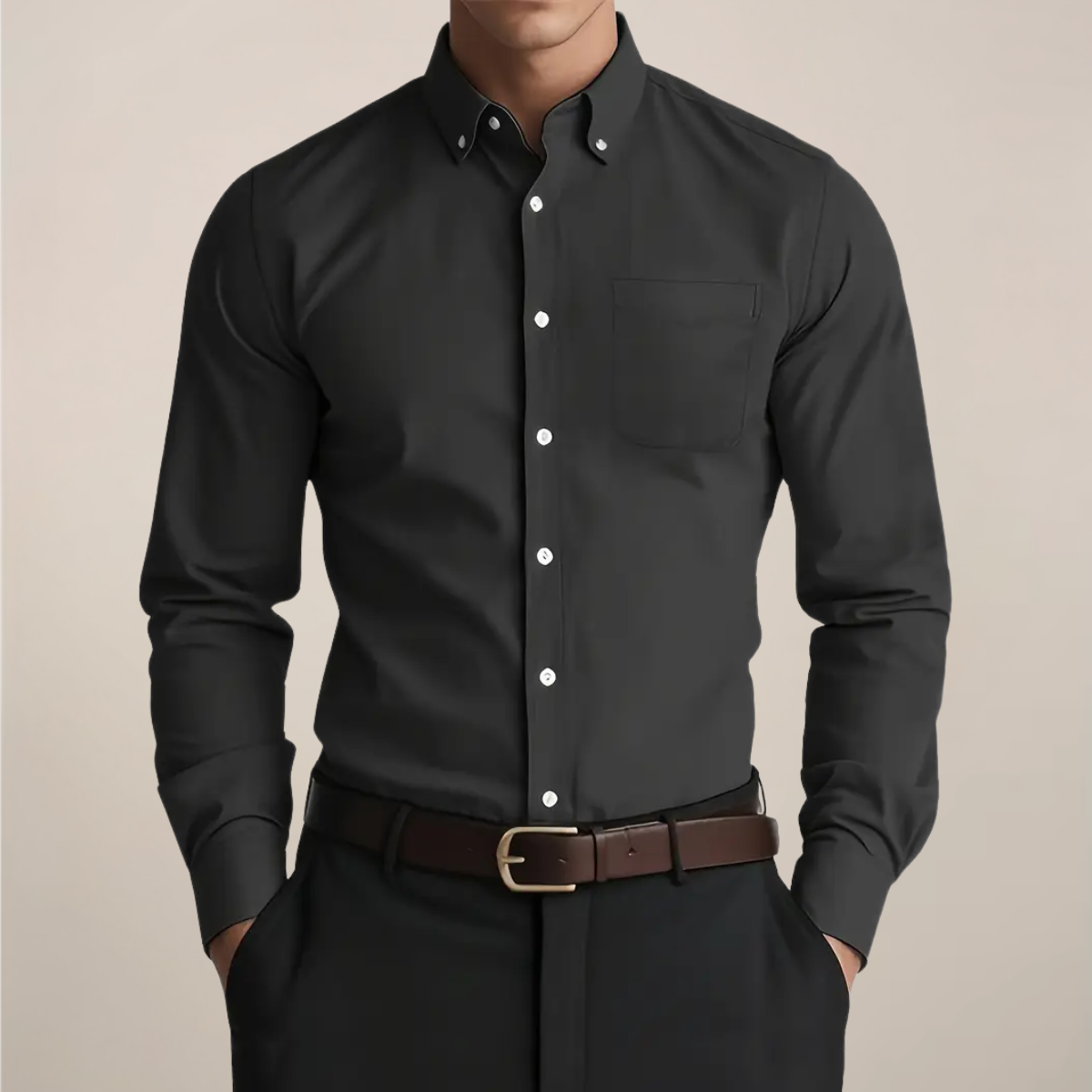 Men's Slim Fit Button Down Shirt | Long Sleeve Smart Casual Work Shirt with Chest Pocket | Versatile Everyday Dress Shirt