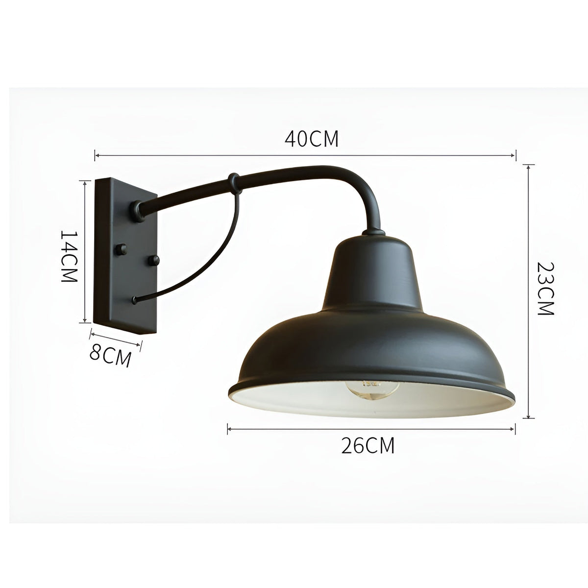 Aisle Fer Sconce - Antique vintage barn light - Black Industrial wall light