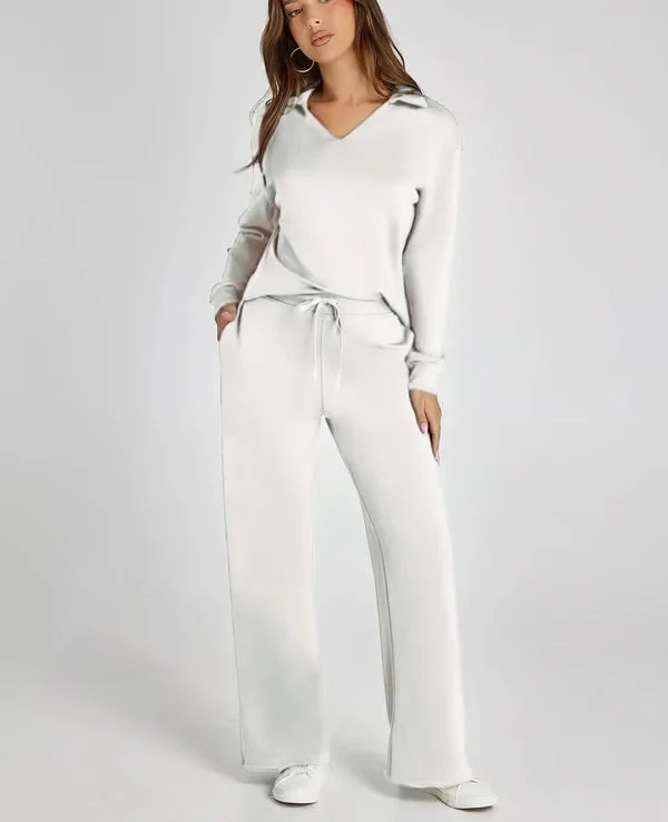 Two-Piece Collared Lounge Set | Soft Breathable