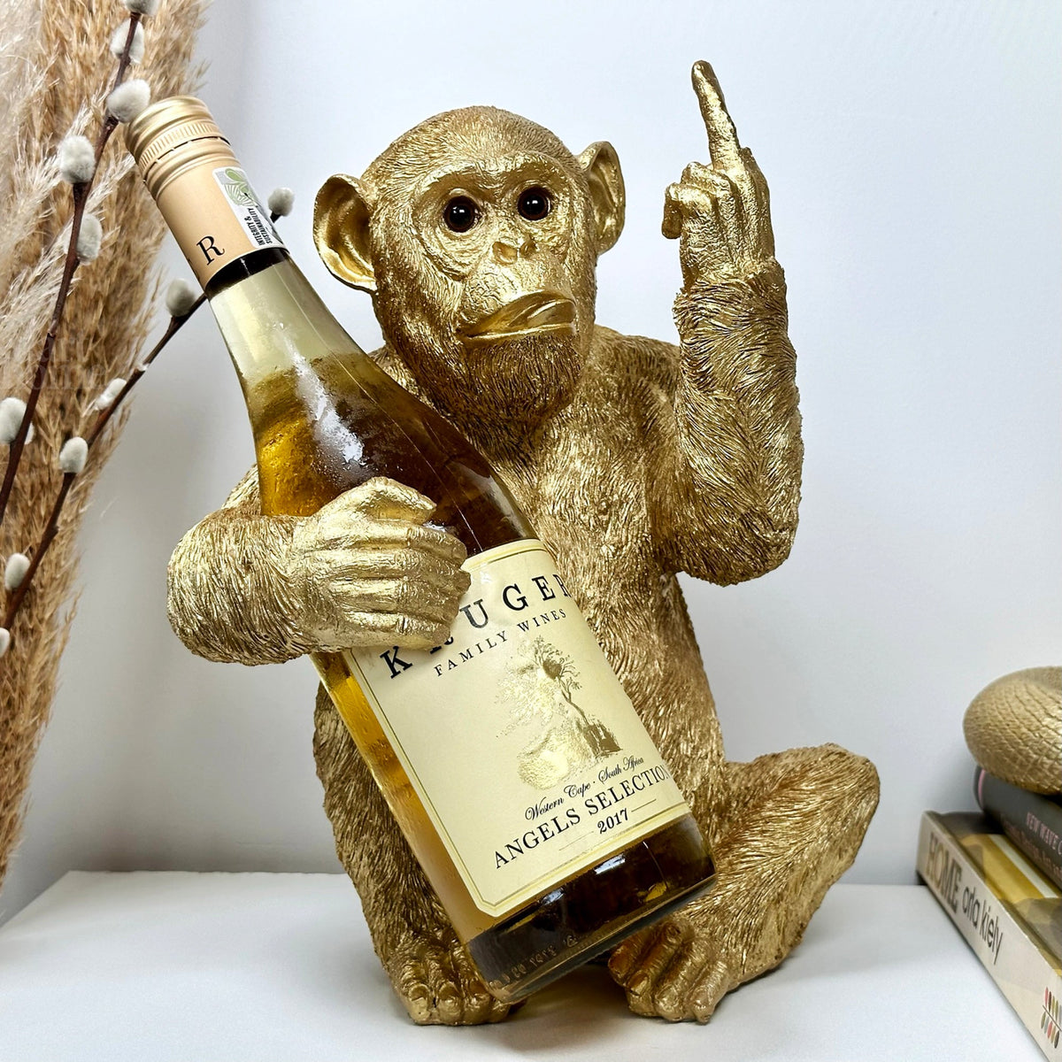 Suport pentru sticle de vin în formă de maimuță | Suport pentru sticle de vin în formă de animal, original, pentru decorarea barului de acasă | Suport din rășină pentru o singură sticlă și ornament de masă