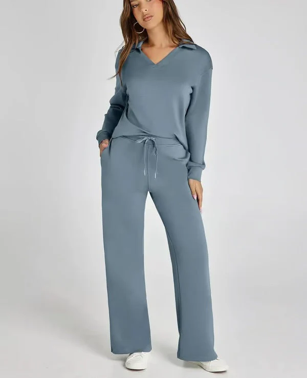 Two-Piece Collared Lounge Set | Soft Breathable