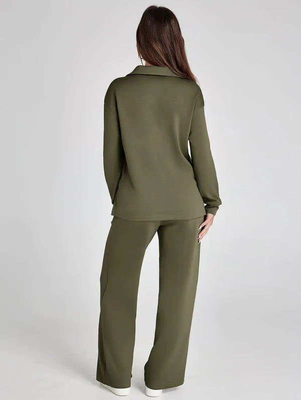 Two-Piece Collared Lounge Set | Soft Breathable
