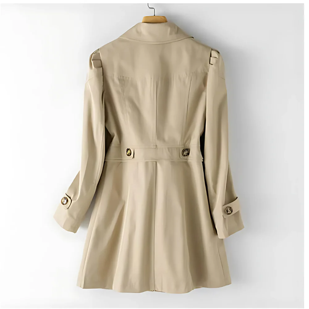 Κυριών Trench Coat με κουμπιά - Ενδιάμεση Εποχή Μπουφάν με γιακά